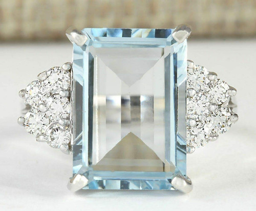 Ploy Pailin (13) Large Women Jewelry 925 Silver Aquamarine Gemstone Wedding Bridal Ring Size 6-10 (9)