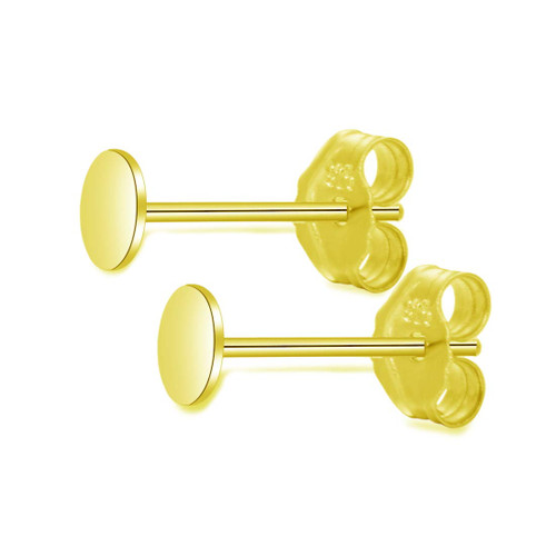 20 Pairs Adabele Authentic Gold Plated Sterling Silver Earring Posts 0.7mm Pin 3mm (0.12 Inch) Small Flat Board Glue On Setting with Earnut Back Safety Clutches SS277-3