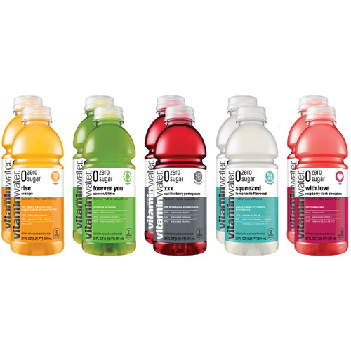 Vitamin Water ZERO - Electrolyte Enhanced Bottled Water ZERO Sugar, ZERO Calories - 20 Fl Oz (5 Flavor 10 Pack)