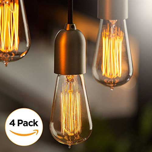 Edison Light Bulbs by Scandic Gear - 4 Pack - 60 Watts - Vintage Light Bulbs Add Antique Touch to Décor - Retro Light Bulbs for Vintage Lamps and Fixtures - Clear Glass Edison Light Bulb