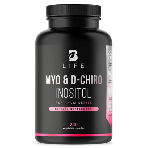 Myo-Inositol & D-Chiro Inositol by B Life - 240 Capsules | Made in USA | 40:1 Ratio | Vitamin B8 Supplement