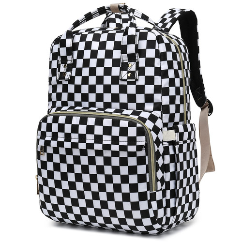 Kouxunt Checkered Laptop Backpack College Bookbag School Backpack for Women Girls, Travel Backpack 15.6 Inch Computer Backpacks