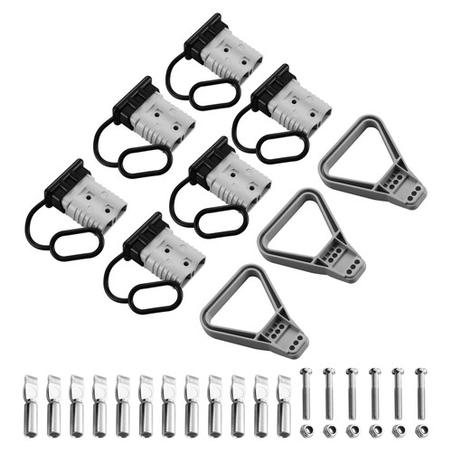 micrl 6PCS 2 Gauge 175 Amp Battery Quick Connectors with Handle, Jumper Cable Plug Connect/Disconnect for Recovery Winch, Towing Systems (Grey)