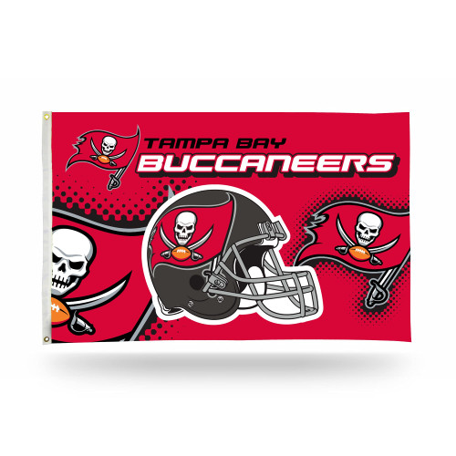 Rico Industries NFL Tampa Bay Buccaneers Helmet 3-Foot by 5-Foot Single Sided Banner Flag with Grommets