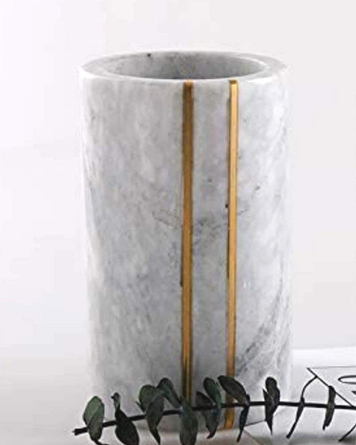 Marble Wine & Champagne Chiller Bucket - 750 ml Bottle Cooler for Bar Cart Decor, Parties, & Dinner - Marble Utensil Holder & Vase for Kitchen - Ideal Gift for Wine Lovers & Bridal Shower