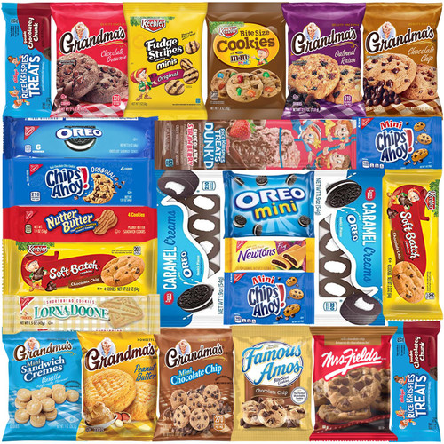 Cookie Variety Pack Assortment - 25 Pack - Assorted Individually Wrapped Cookies - Back to School Cookie Assortments - Snack Variety Pack for Adults/Kids - Oreos, Keebler, Sugar Wafers Grandma's and Much More