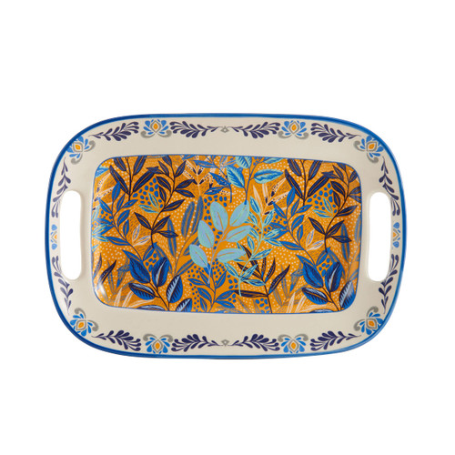 Fitz & Floyd Fitz and Floyd Madeline Handled Serving Platter, 13-Inch, Multicolor