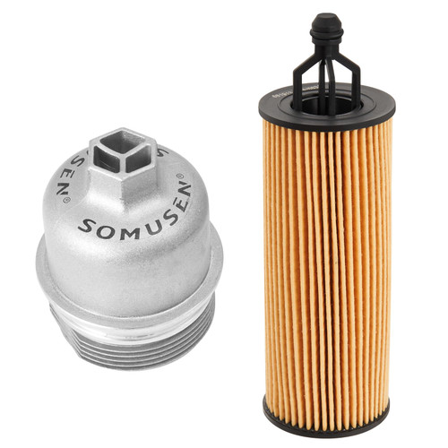 Upgrade Aluminum Engine Oil Filter Housing Cap with Oil Filter Compatible with Chrysler 200 300 Dodge Charger Challenger Ram 1500 ProMaster Jeep Wrangler Replace# 917-190 68191349AA (W/O BYPASS STYLE)