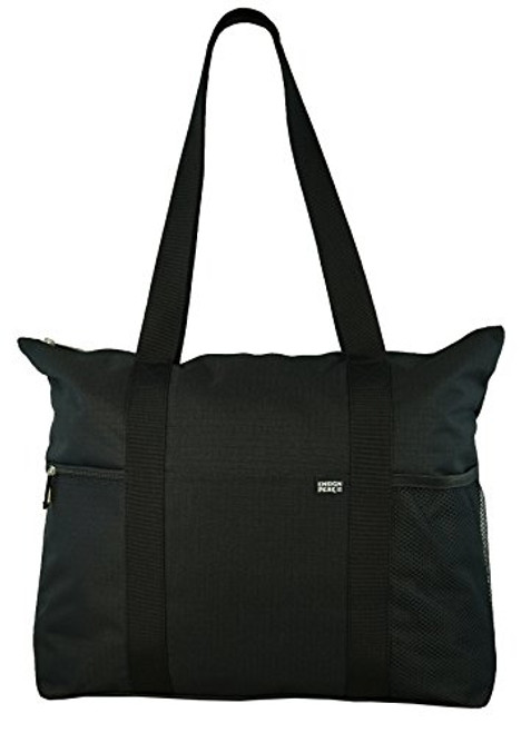 Shoulder Tote with Multiple Pockets and Zipper Closure, Black