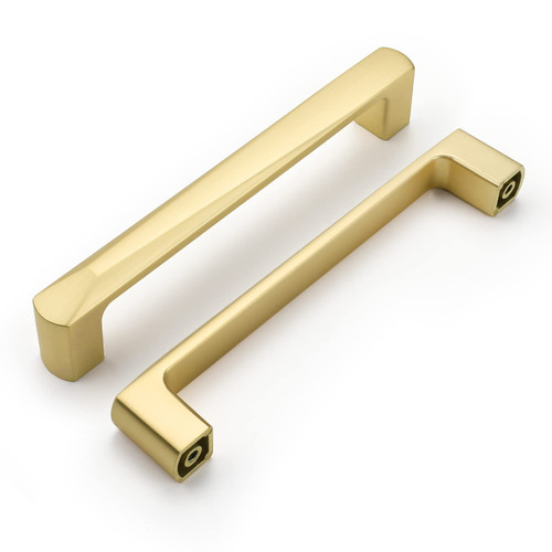 Haidms 10 Pack Gold Cabinet Handles Brushed Brass Cabinet Pulls, 5 inch Hole Centers Drawer Pulls Champaign Gold Cabinet Pulls for Kitchen