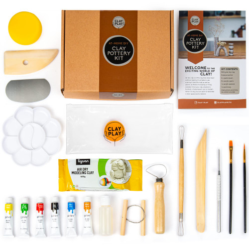 Pottery Kit, Clay Kit, Clay Kit for Kids, Adults & Beginners, DIY Air Dry Clay Kit incl Air Dry Clay for Pottery, Clay Paint, Pottery Paint, Pottery Tool Kit, Sculpting Clay & Instructions