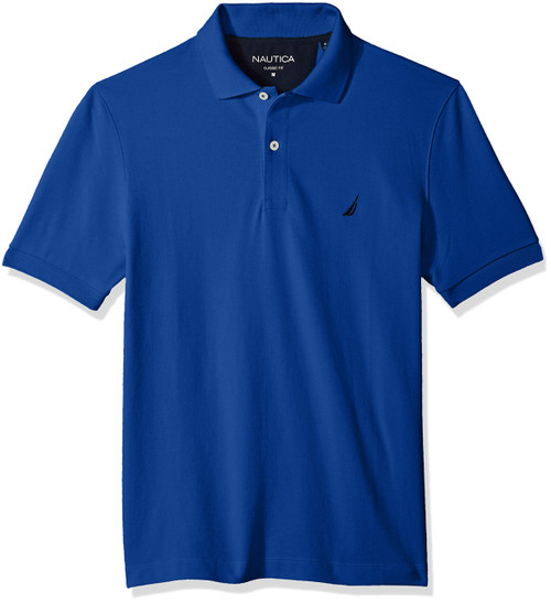 Nautica Men's Classic Short Sleeve Solid Cotton Pique Polo Shirt, Monaco Blue, XX-Large