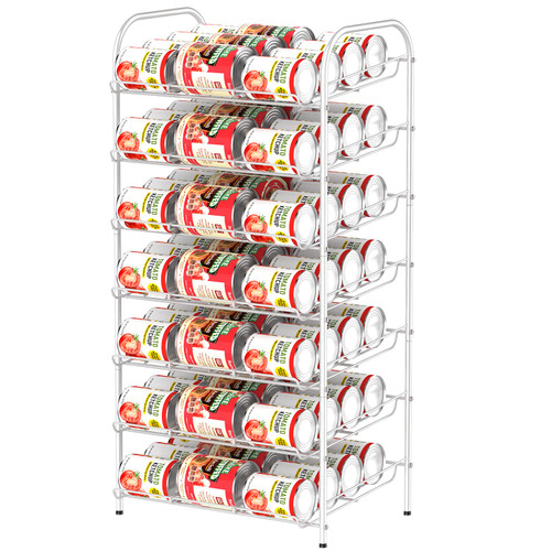 YBING Can Organizer for Pantry White 7-Tier Can Organizer Storage Rack Holds up to 84 Cans Soda Can Rack Holder Stand for Kitchen