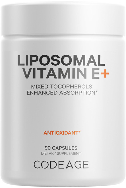 Codeage Liposomal Vitamin E Supplement, All Vitamin E Tocopherols - Alpha Tocopherol, Beta, Gamma, Delta - Liposomal for Bioavailability - Antioxidant Vitamin E Isomers - 3-Month Supply, 90 Capsules Codeage Liposomal Vitamin E Supplement, All Vitamin E Tocopherols - Alpha Tocopherol, Beta, Gamma, Delta - Liposomal for Bioavailability - Antioxidant Vitamin E Isomers - 3-Month Supply, 90 Capsules