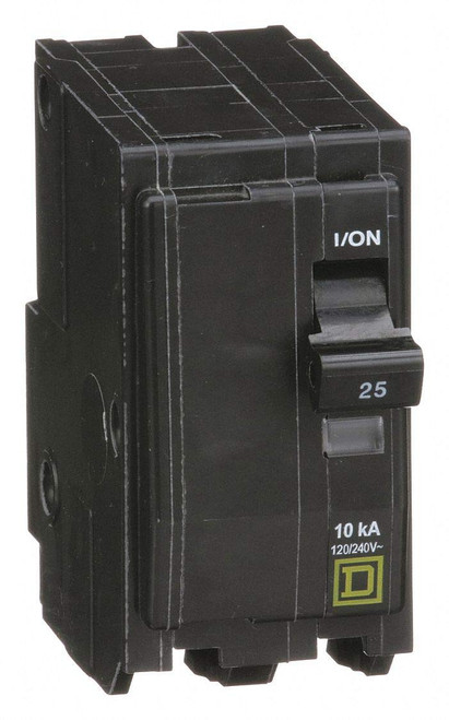 Square D Plug in Circuit Breaker, QO, Number of Poles 2, 25 Amps, 120/240VAC, Standard