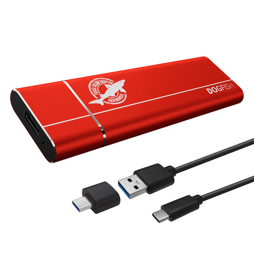 Dogfish Portable External SSD 256GB Ngff 2242/2260/2280 Red Aluminum USB 3.1 Type C Ultra-Light External SSD Mini Portable Solid State Drive for Mac Windows Android Linux