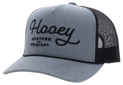 HOOEY OG Adjustable Snapback Trucker Mesh Back Hat with Logo (Grey/Black)