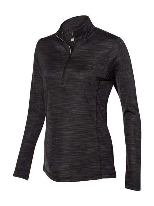 Adidas Women's Lightweight Melange Quarter-Zip Pullover M Black Melange