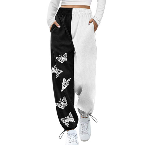 Sweatpants for Women with Pockets Loose Fit Lounge High Waisted Joggers Workout Drawstring Bottom Yoga Pants Mid-Rise Joggers Active Baggy Sweatpants Causal Lounge Pants A292 Black