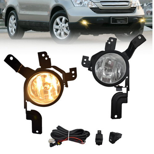 Fog Lights Lamps Compatible with 2007 2008 2009 Honda CRV with H11 12V 55W Halogen Bulbs & Switch and Wiring Kit (Clear Lens)