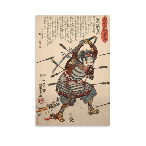 Japanese Martial Arts Poster Ancient Japanese Samurai Wall Decor Art Canvas Print Canvas Painting Posters And Prints Wall Art Pictures for Living Room Bedroom Decor 08x12inch(20x30cm) Unframe-style