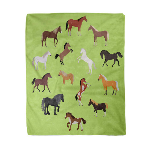 rouihot 50x60 Inches Flannel Throw Blanket of Different Breeds of Horses Horses Horse Icon Horses in Action Stand Home Decorative Warm Cozy Soft Blanket for Couch Sofa Bed