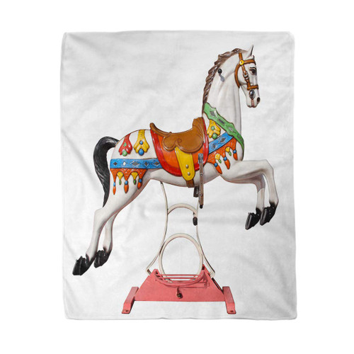 rouihot 50x60 Inches Flannel Throw Blanket Carousel Horse with Stand Home Decorative Warm Cozy Soft Blanket for Couch Sofa Bed