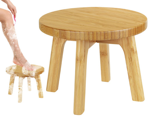 Toddler Step Stool - Small Stool - Bamboo Wood Portable Adult Bed Side Steps Stool 350 Lbs Capacity Stepping Foot Stool for Kitchen Bathroom Bedroom Toilet (Small Round)