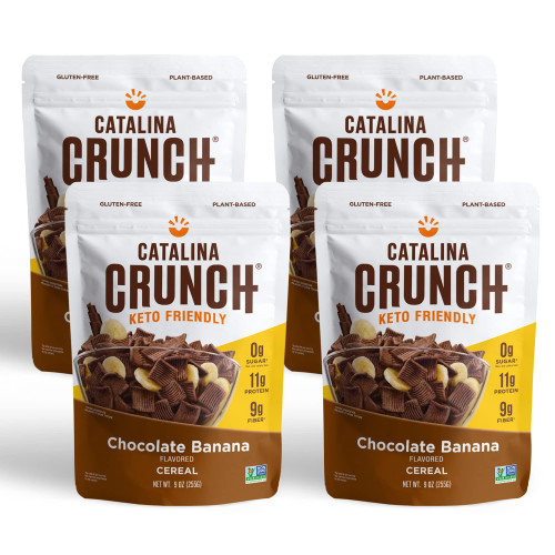 Catalina Crunch Keto Cereal | Low Carb, Zero Sugar, Gluten & Grain Free, Fiber | Keto Snacks, Vegan Snacks, Protein Breakfast Cereal & Snack | Keto Friendly Foods (Chocolate Banana (Pack of 4))