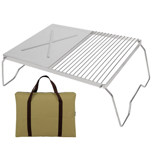 REDCAMP Folding Campfire Grill Grate and Griddle,Stainless Steel Camp Fire Cooking Racks for Outdoor Camping Cooking,16.5x12.5x6.5 Inches REDCAMP Folding Campfire Grill Grate and Griddle,Stainless Steel Camp Fire Cooking Racks for Outdoor Camping Cooking,16.5x12.5x6.5 Inches