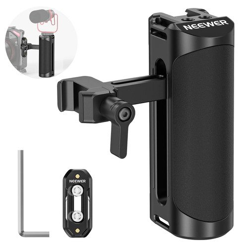NEEWER NATO Side Handle Grip with Up and Down Adjustable NATO Clamp, NATO Rail, Cold Shoe Mount, 1/4" Threads, Hex Key, Universal Aluminum Camera Grip Compatible with SmallRig Cages and Rigs, CA017H