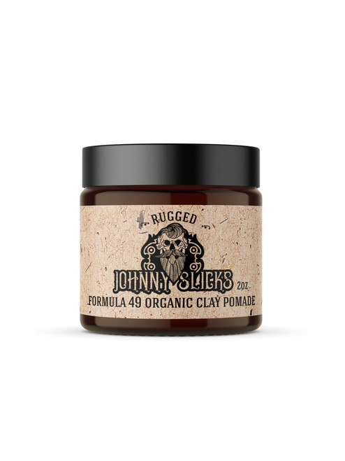 Johnny Slicks Formula 49 Clay Pomade - Organic Pomade for Men with Firm Hold & Matte Finish - Promotes Healthy Hair Growth and Helps Hydrate Dry Skin (Rugged)