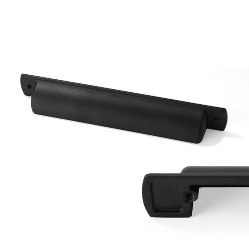 CABDM 10 Pack Black Cup Pulls 5"(128mm) Center to Center Drawer Pulls Matte Black Cabinet Cup Pulls Kitchen Cabinet Hardware Vintage Cabinet Handles Bin Cup Drawer Handles Black Knobs.