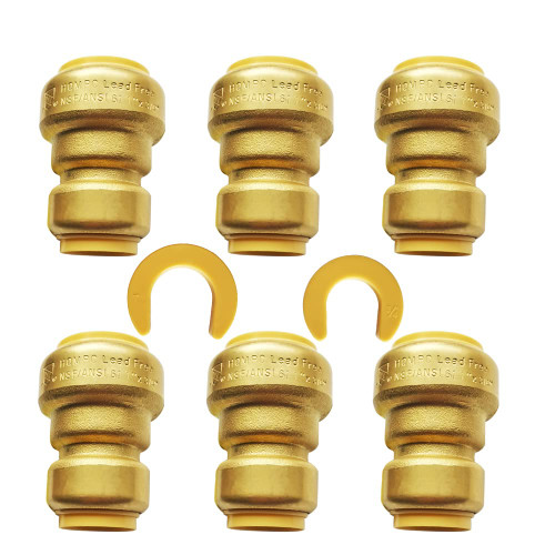 HQMPC Push Fit PEX Fittings Straight Coupling 3/4"x1, Push-to-Connect Copper, CPVC, No Lead Brass Plumbing Fittings 6PCS 3/4"x1")