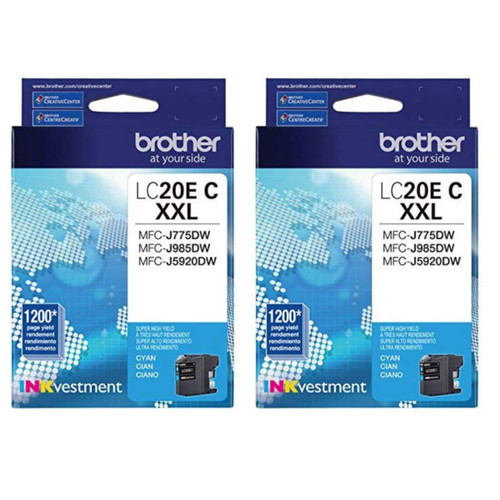 Brother LC20EC Super High Yield Cyan Ink Cartridge - 2 Pack