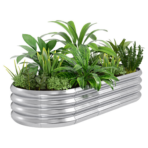 HOXHA Planter Raised Beds, 5X2X1 FT Land Guard Oval Galvanized Steel Planter Box, Metal Raised Garden Bed kit, for Outdoor Growing Fresh Veggies, Flowers, Herbs, and Succulents HOXHA Planter Raised Beds, 5X2X1 FT Land Guard Oval Galvanized Steel Planter Box, Metal Raised Garden Bed kit, for Outdoor Growing Fresh Veggies, Flowers, Herbs, and Succulents