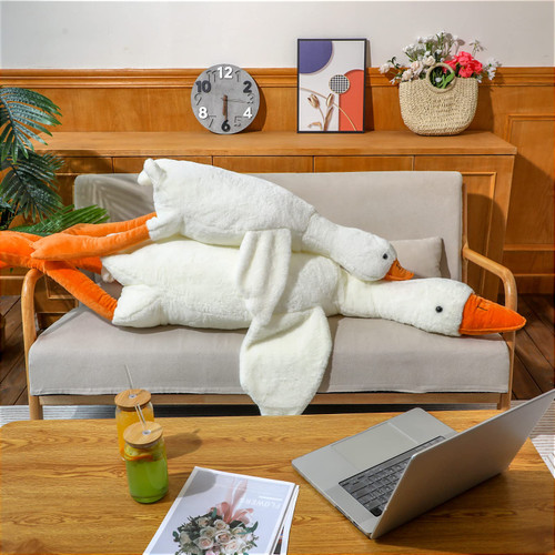 DEEKIN 2 Pieces Goose Stuffed Animal 75 Inch and 51 Inch Huge Goose Plush Cute Pillow Toy Giant White Goose Stuffed Animal Duck Plush Pillow Funny Birthday Christmas Plush for Girls Boys