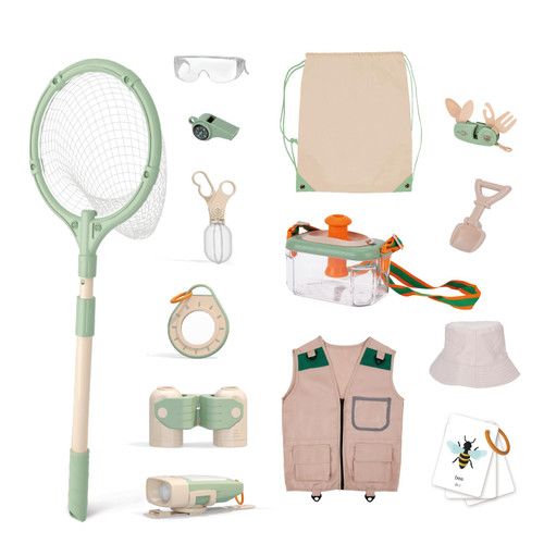 OOOK Kids Explorer kit, Bug catching kit for Kids with Safari Vest and hat, Camping Adventure Set, Explorer kit Gift for Boys and Girls with Bug catching net