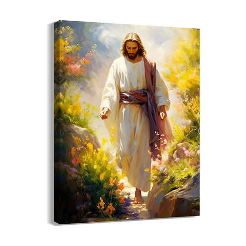 LSYESDLA Jesus Wall Art Painting Picture, Framed Christian God Canvas Print Poster Decor for Living Room, 12"X16" (Jesus06)