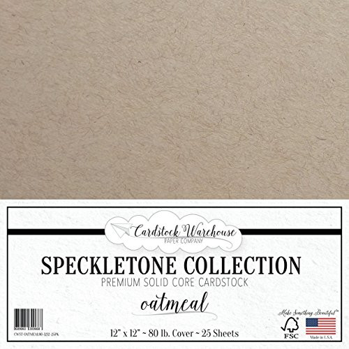 OATMEAL TAN SPECKLETONE Recycled Cardstock Paper - 12 x 12 inch - PREMIUM 80 LB. COVER - 25 Sheets