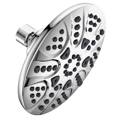 Westbrass SH5700-26 6" Round Thin 6-Function Adjustable Spray Shower Head, Polished Chrome