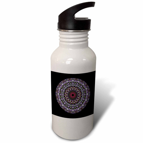 3dRose Geometrical circular abstract round gravel pattern mandala art - Water Bottles (wb-373551-2)