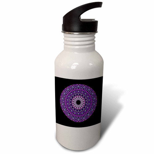 3dRose Round abstract circular floral pattern mandala art - Water Bottles (wb-373320-2)