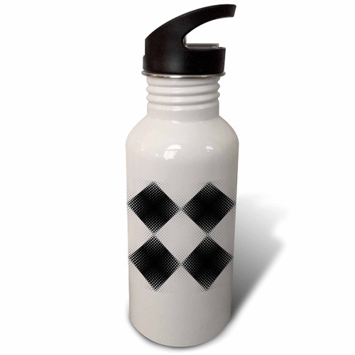 3dRose Seamless black and white square pattern background - Water Bottles (wb-373678-2)