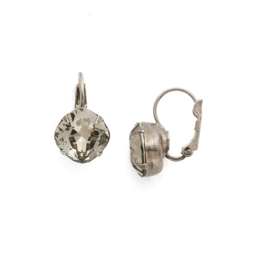 Sorrelli Essentials Cushion Cut French Wire Earrings, Antique Silver-Tone Finish, Black Diamond