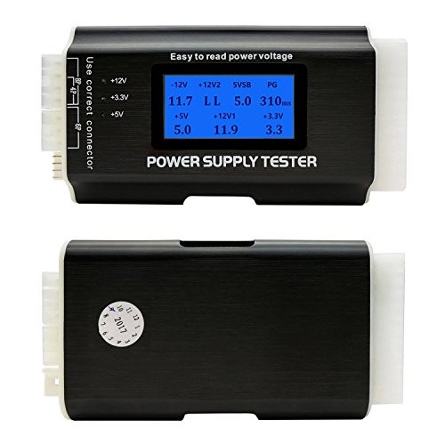Computer PC Power Supply Tester, ATX / ITX / IDE / HDD / SATA / BYI Connectors Power Supply Tester, 1.8'' LCD Screen (Aluminum Alloy Enclosure)