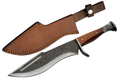 SZCO Supplies 13.5" Hand Forged Wood Handle Leafe Blade Machete With Sheath,Brown