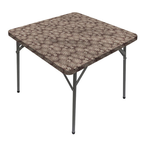 JUNTAIY Beige Elastic Edged Tablecloth, Floral Lace Pattern Retro Square Dining Table Cover, Fits 48x48 inch Table, for Outdoor Indoor Holiday Picnic Party Cloth, Multicolor