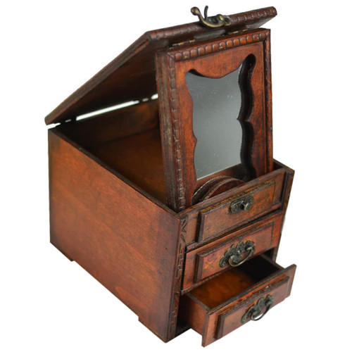 Holibanna Antique Jewelry Box Jewelry Organizer Tray Jewelry Necklace Vintage Jewelry Box Necklace Ring Organizer Retro Wooden Jewelry Box Necklace Storage Box Storage Box Desktop Drawer Box