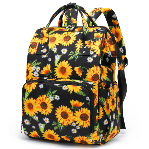 Xunteny Sunflower Women Laptop Backpack, College School Backpack Bookbag 15.6 Inch Computer Backpacks for Work Business Travel